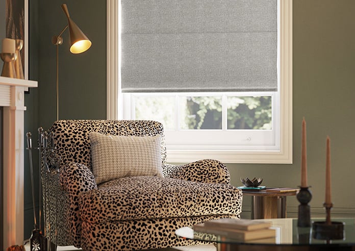 Atina (Blackout), Mottled Grey - Motorised Roman Blind - Image 5